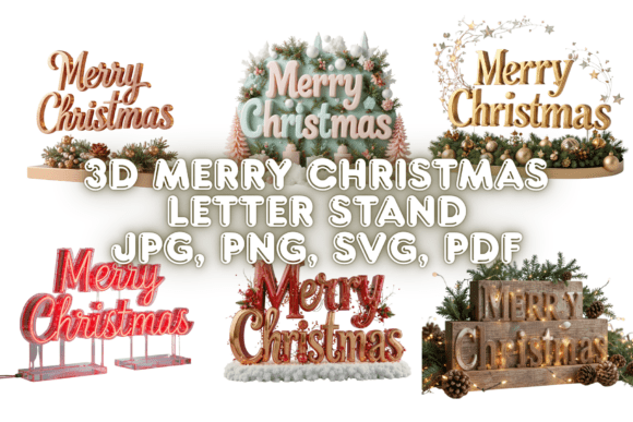 3D Merry Christmas Letter Stand: A Versatile Graphic Design Asset for Holiday Branding