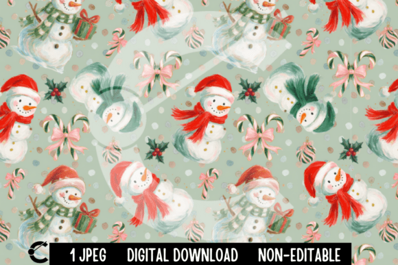 Brushstroke Christmas Snowman Pattern: A Festive Graphic Design Asset