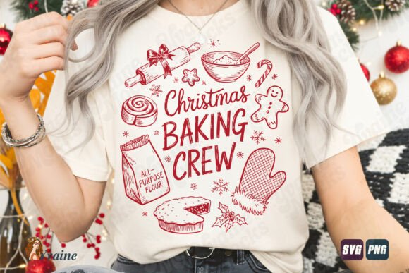 Christmas Baking Crew SVG Preppy Doodle for Festive Illustrations