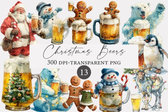 Christmas Beers Clipart for Festive Brand Identity