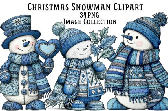 Christmas Blue Snowman Clipart: A Festive Design Asset for Creative Projects