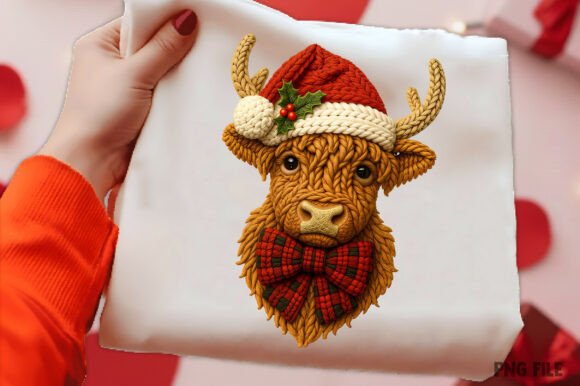 Christmas Crochet Highland Cow PNG Review for Illustrations