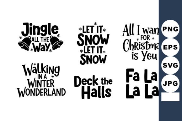 Christmas Holiday Phrases Vector Set for Illustrations
