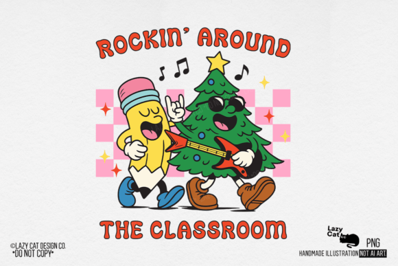 Christmas Teacher Retro Classroom PNG: A Versatile Illustration for Seasonal Merch