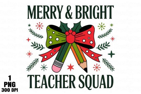 Christmas Teacher Squad Bow Pencil Png