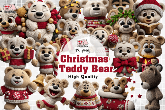 Christmas Teddy Bear PNG: A Festive Illustration for Local Business Branding