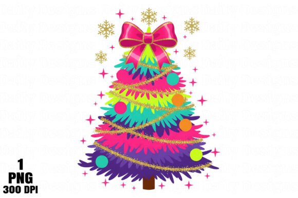 Colorful Glitter Christmas Coquette Png: A Festive Illustration for Handmade Creations