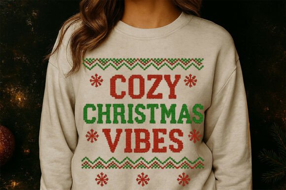 Cozy Christmas Vibes Ugly Sweater PNG: A Festive Illustration for Crafters