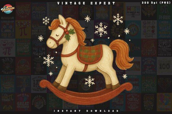 Cozy Rocking Horse Christmas Clipart for Illustrations