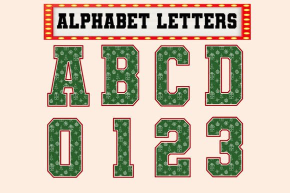 Green Gift Christmas Letter Alphabet for Website and Editorial Design