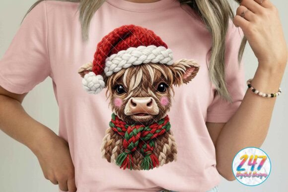 Highland Cow Crochet Faux Yarn Christmas Illustrations Review