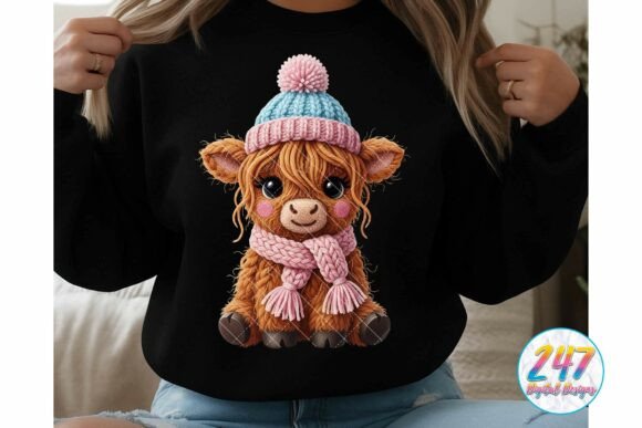 Highland Cow Faux Yarn Winter Christmas Illustrations Review