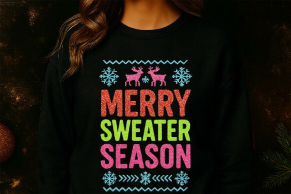 Knitted Christmas Merry Sweater PNG for Festive Branding & Illustrations