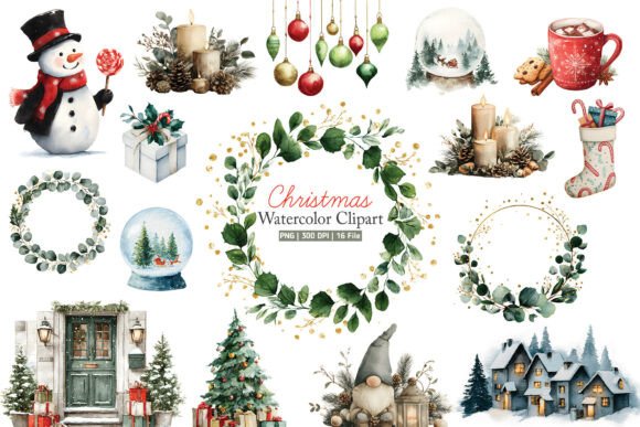 Review: Watercolor Christmas PNG Clipart Bundles