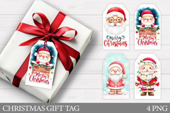 Santa Claus Gift Tag. Christmas Gift Tag: Illustrations for Editorial Design
